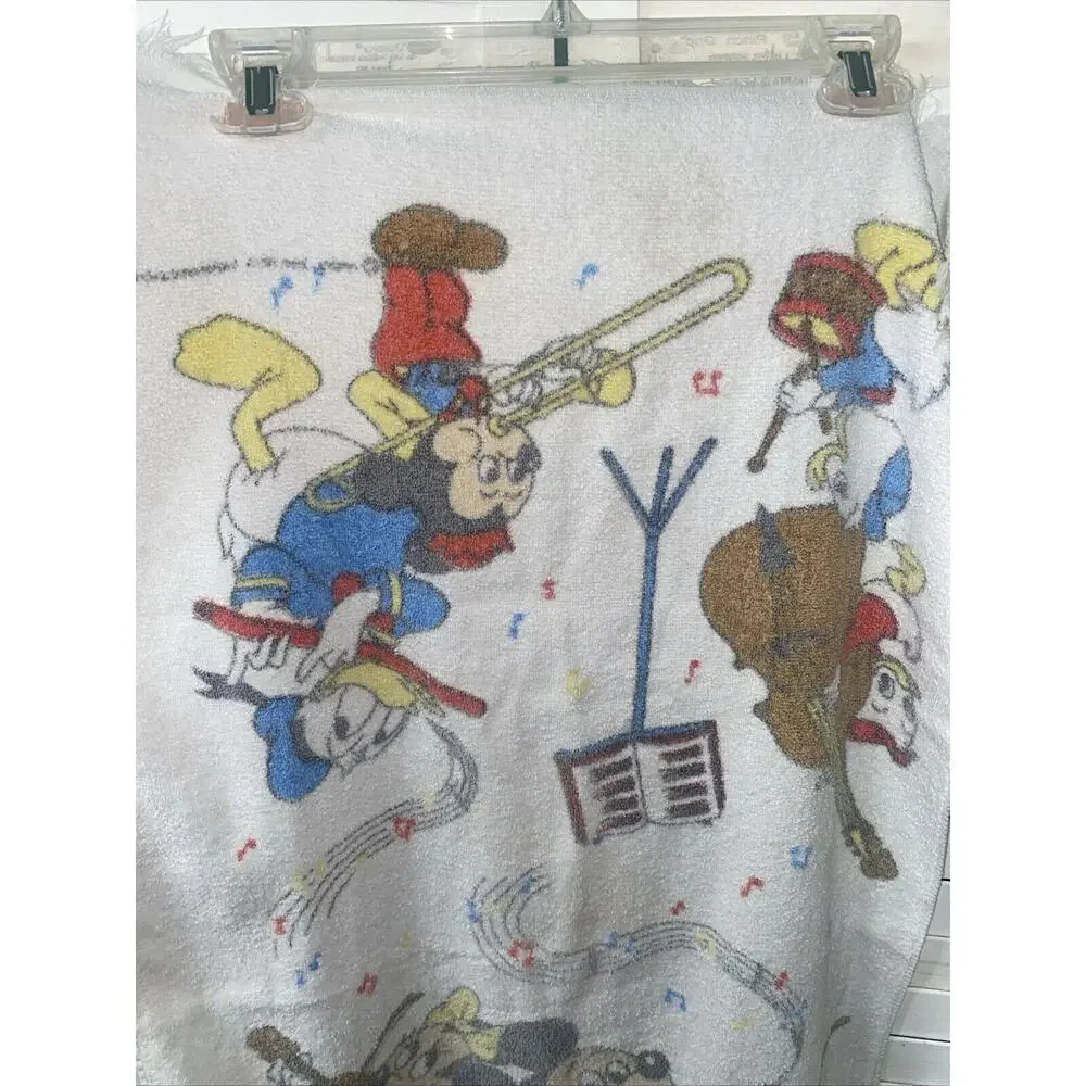 VTG 80s Franco Disney Mickey Mouse Music Beach Bath Towel 22”x 39”